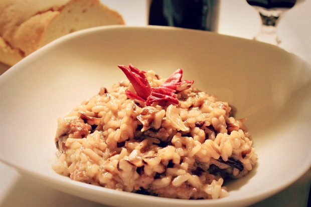 Risotto Con Radicchio, Salchicha Y Cerveza