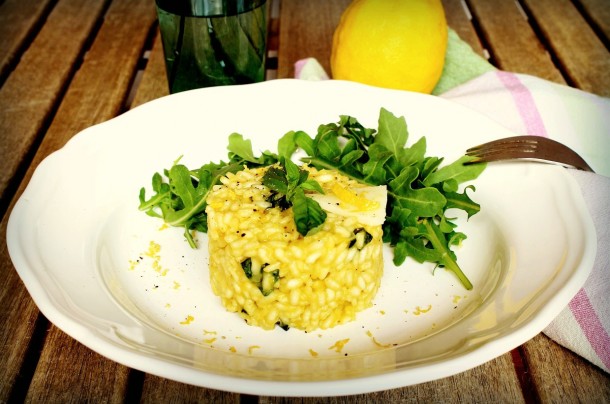 Risotto Al Limon Con Queso De Cabra Curado Y Albahaca