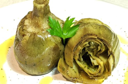 Alcachofas a la romana (carciofi alla romana)