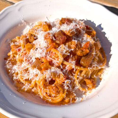 Pasta a la Amatriciana ~ Primeros Recetas  ~ La ragazza col mattarello Pasta a la Amatriciana ~ Primeros Recetas  ~ La ragazza col mattarello