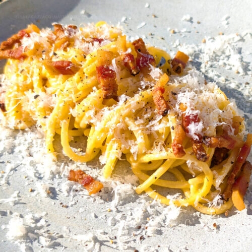 Carbonara pasta (pasta alla carbonara) ~ Main courses Recipes  ~ La ragazza col mattarello Carbonara pasta (pasta alla carbonara) ~ Main courses Recipes  ~ La ragazza col mattarello