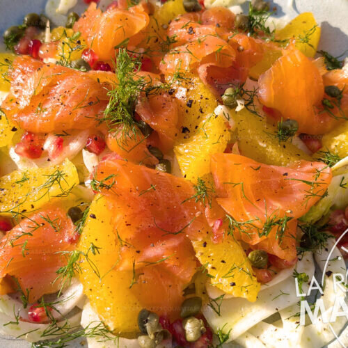 Ensalada de hinojo, naranja y salmón ahumado: receta ligera para Navidades ~ Entrantes Primeros Recetas ~ La ragazza col mattarello Ensalada de hinojo, naranja y salmón ahumado: receta ligera para Navidades ~ Entrantes Primeros Recetas ~ La ragazza col mattarello