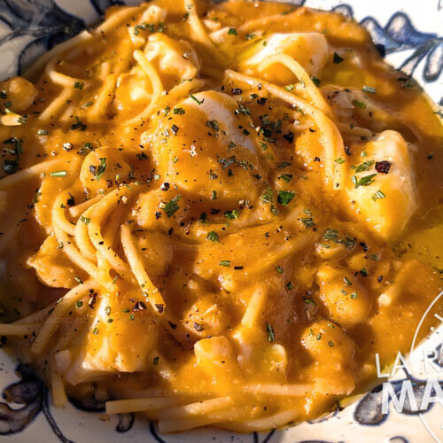 Pasta con garbanzos y bacalao - receta romana auténtica en 3 minutos