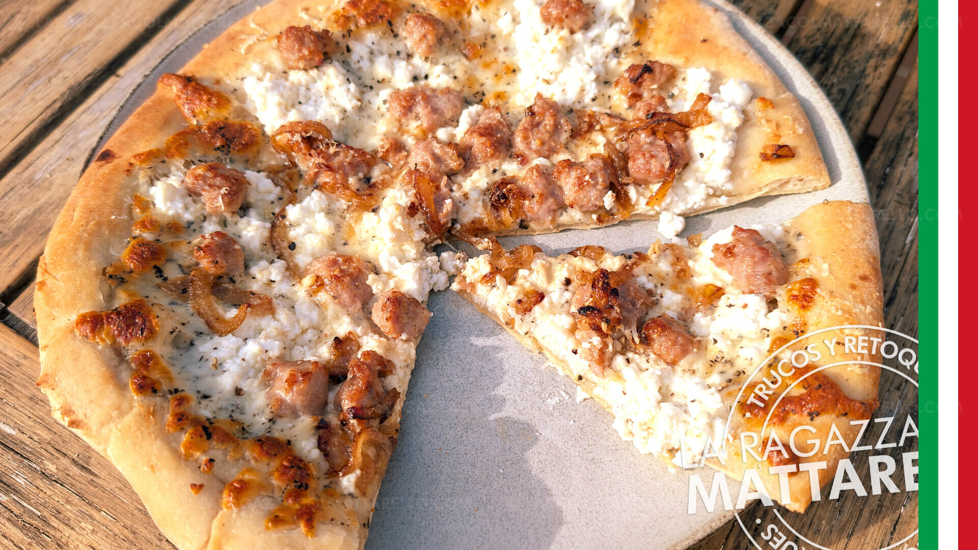 Pizza de trufa y salchicha - transforma una pizza de supermercado en gourmet