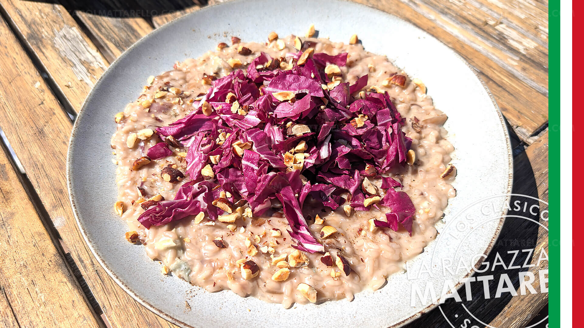 Risotto con radicchio, gorgonzola y avellanas: equilibrio perfecto y cremoso